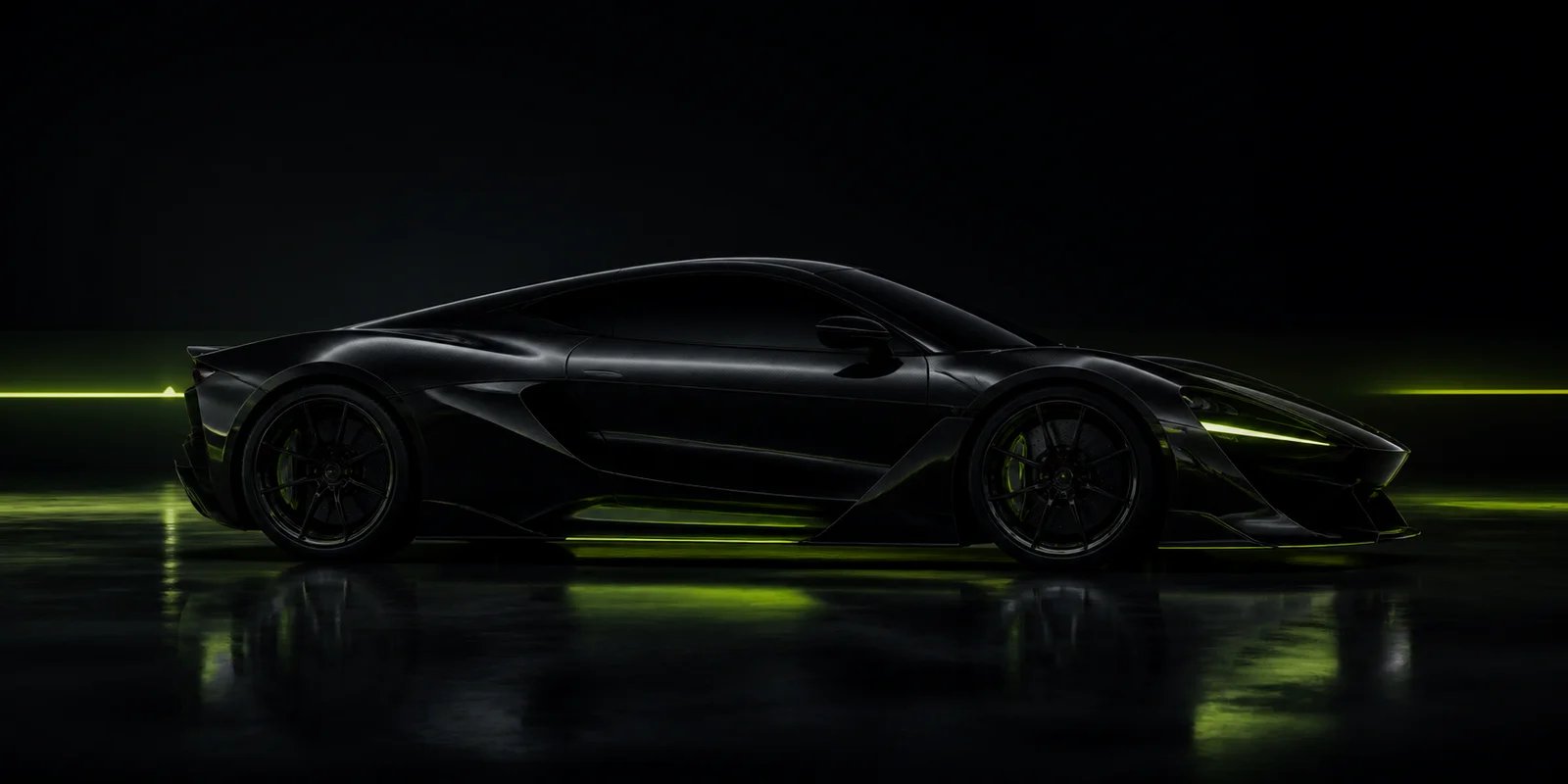 Black sports car CGI video preview